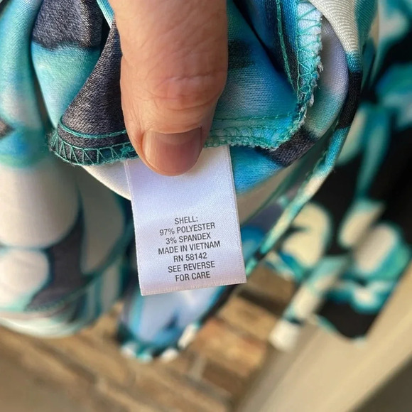 cb established 1962 turquoise and black floral print dress size 6 - Picture 4 of 4